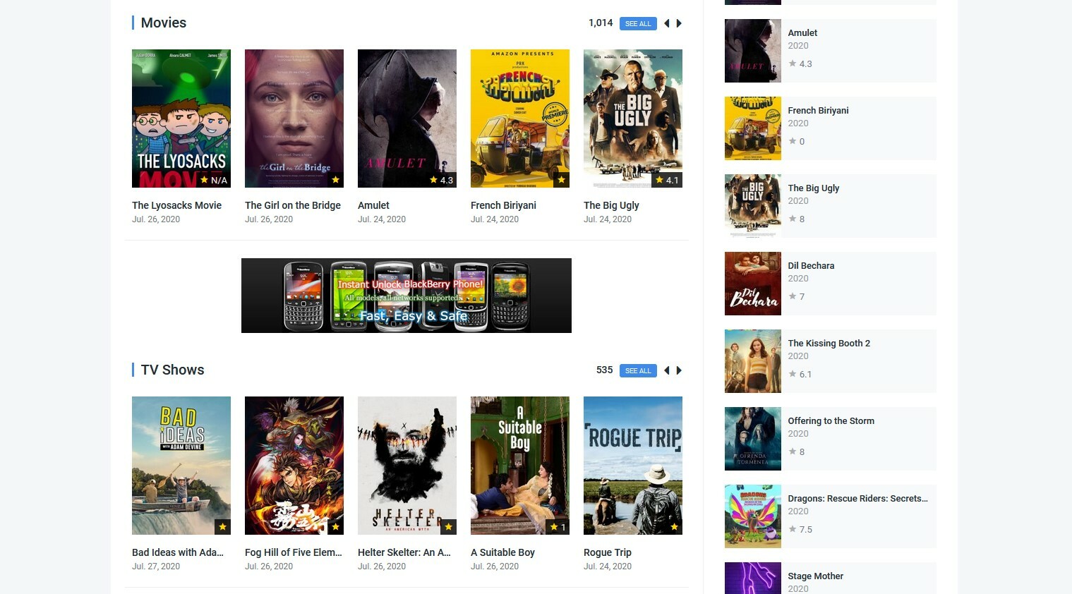 Movies & TV Shows Website + Free Hosting