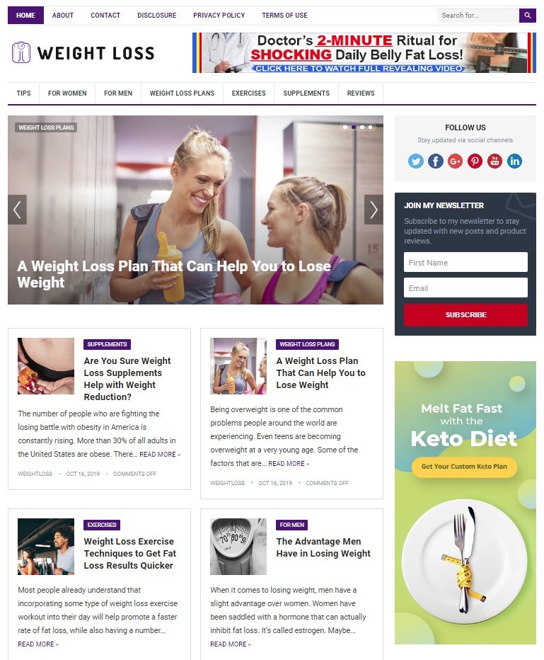 DFY WEIGHTLOSS WORDPRESS THEME+FREE SETUP PRE-DESIGNED BANNERS AND ADS