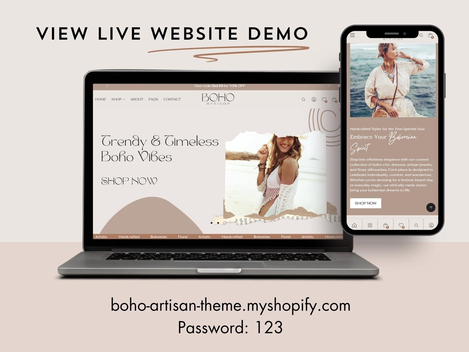 Boho Boutique Shopify Theme, Minimal Fashion Jewelry Decor Website Template 2.0