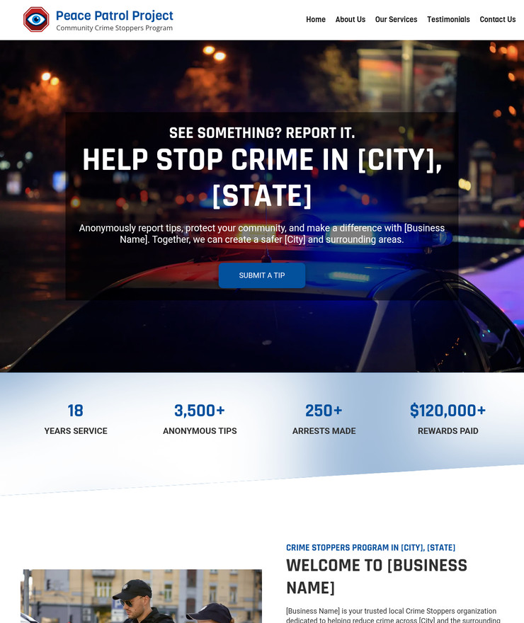 Crime Stoppers Program Customized Business Website *SEE FULL DESCRIPTION*