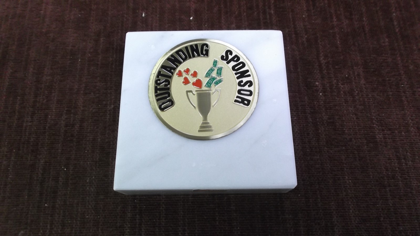 outstanding sponsor paperweight marble award metal insert personalized