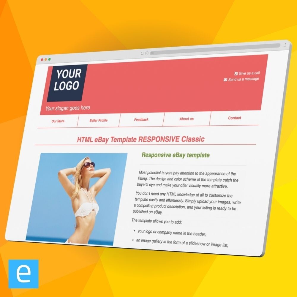 eBay Template RESPONSIVE Classic – red – NO CODING REQUIRED