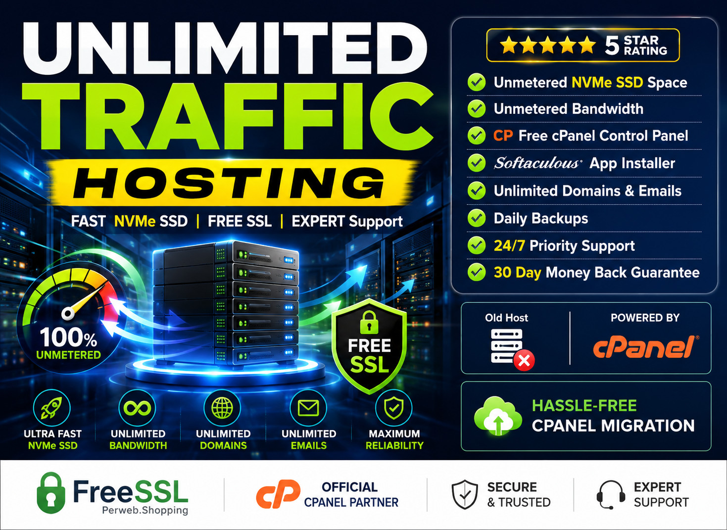 Unlimited Traffic Hosting – ⚡ Secure, Unlimited & Super Deal | Only $14.99/Year!
