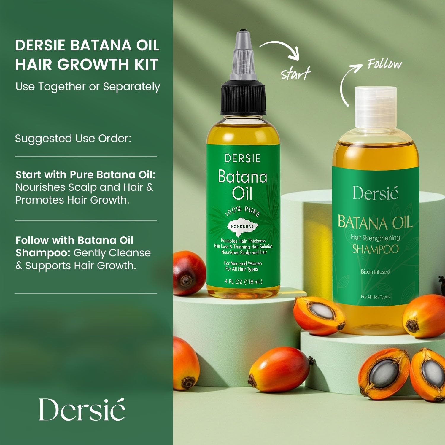 Dersie Batana Oil Hair Care Routine Set – Foundational Oil & Shampoo Steps