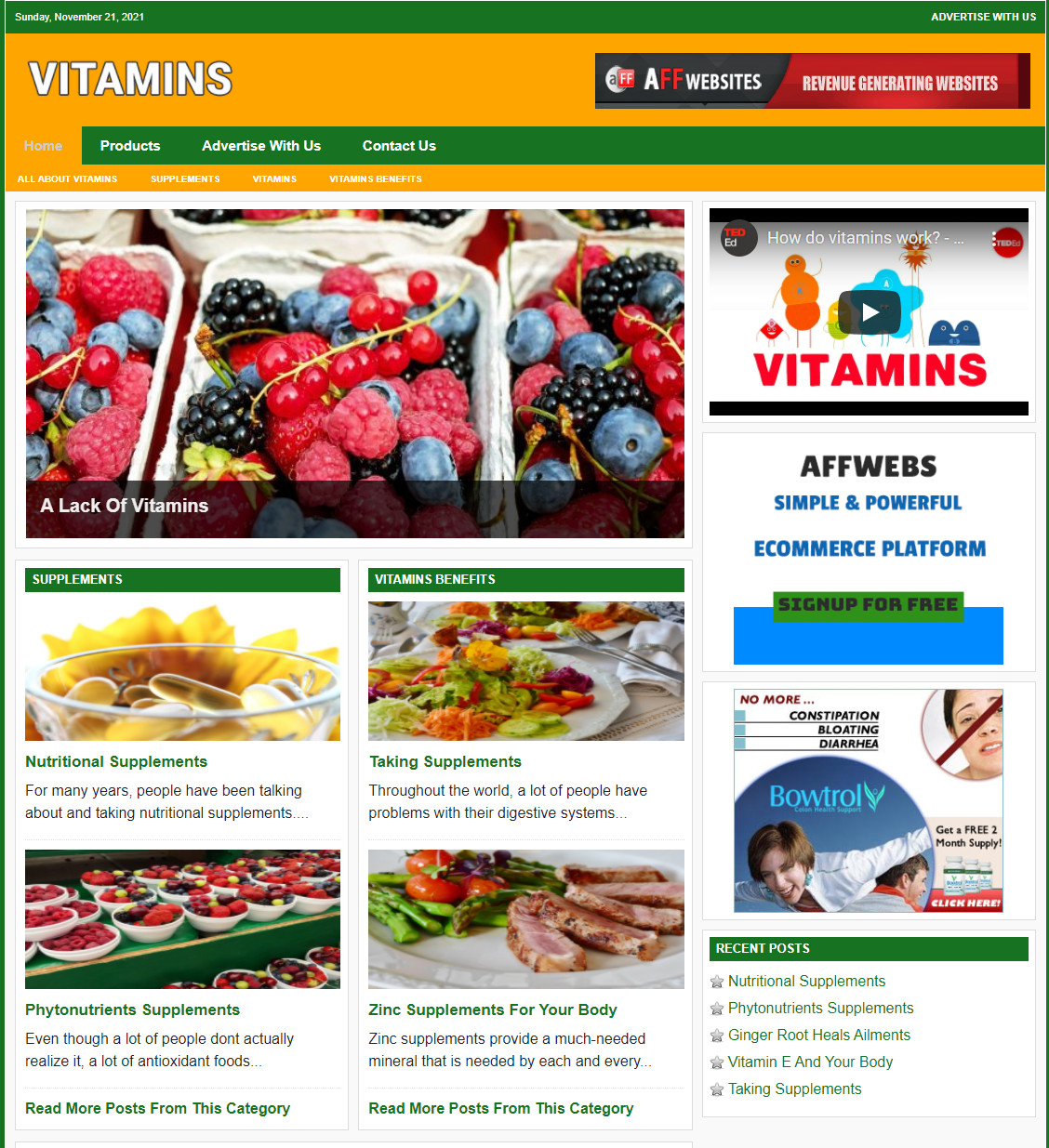 VITAMIN SUPPLEMENTS Website Business For Sale – Work From Home Internet Business