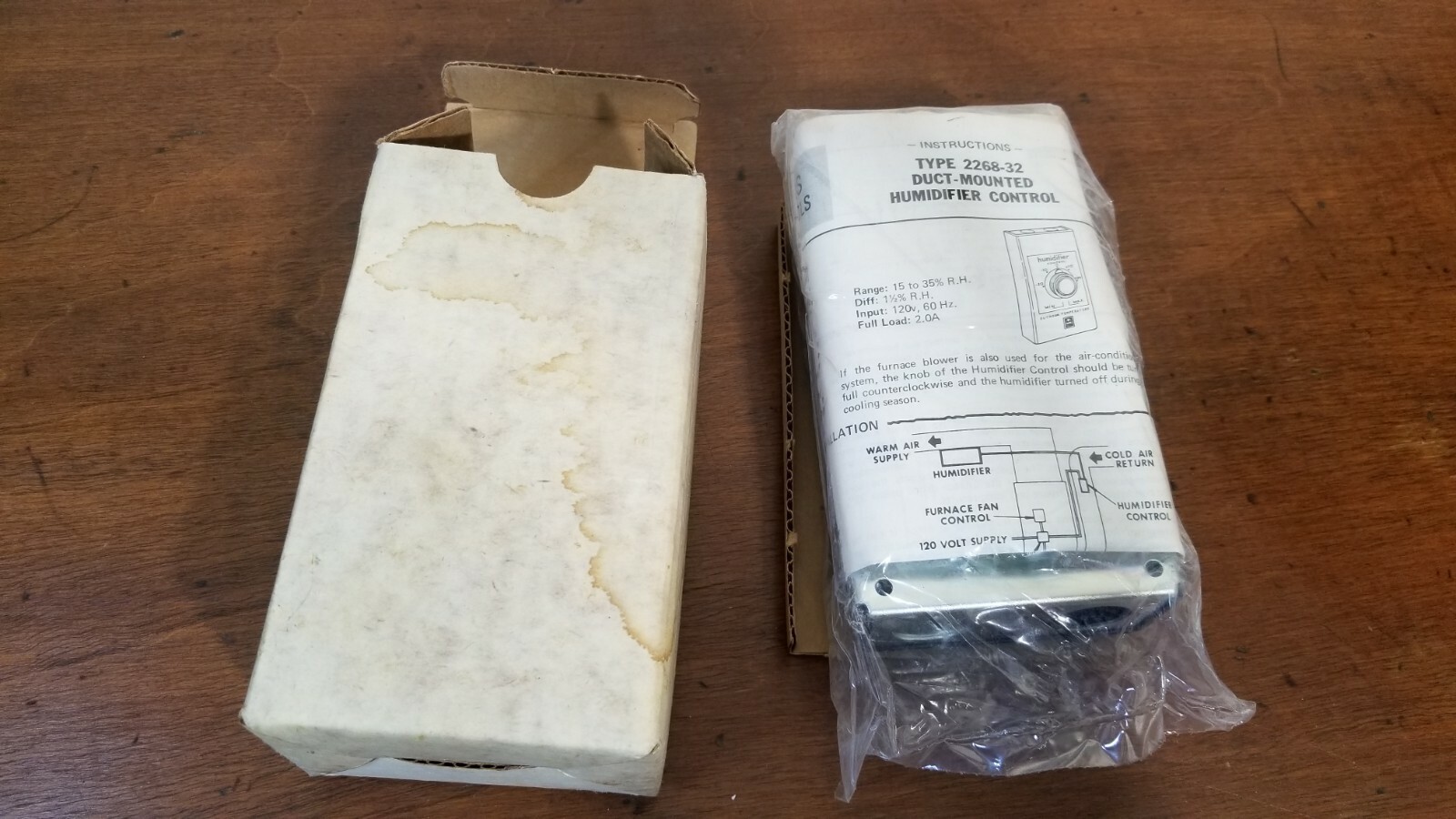 White Rodgers 2268-32 Humidifier Control for Duct Mounting, Range 15 to 35% R.H.