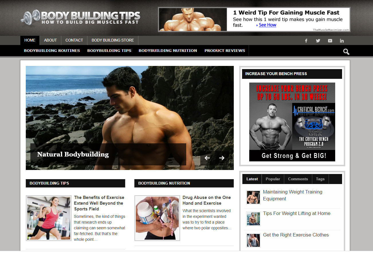 BODY BUILDING – Responsive Niche Website Business For Sale Multi-earns affiliate