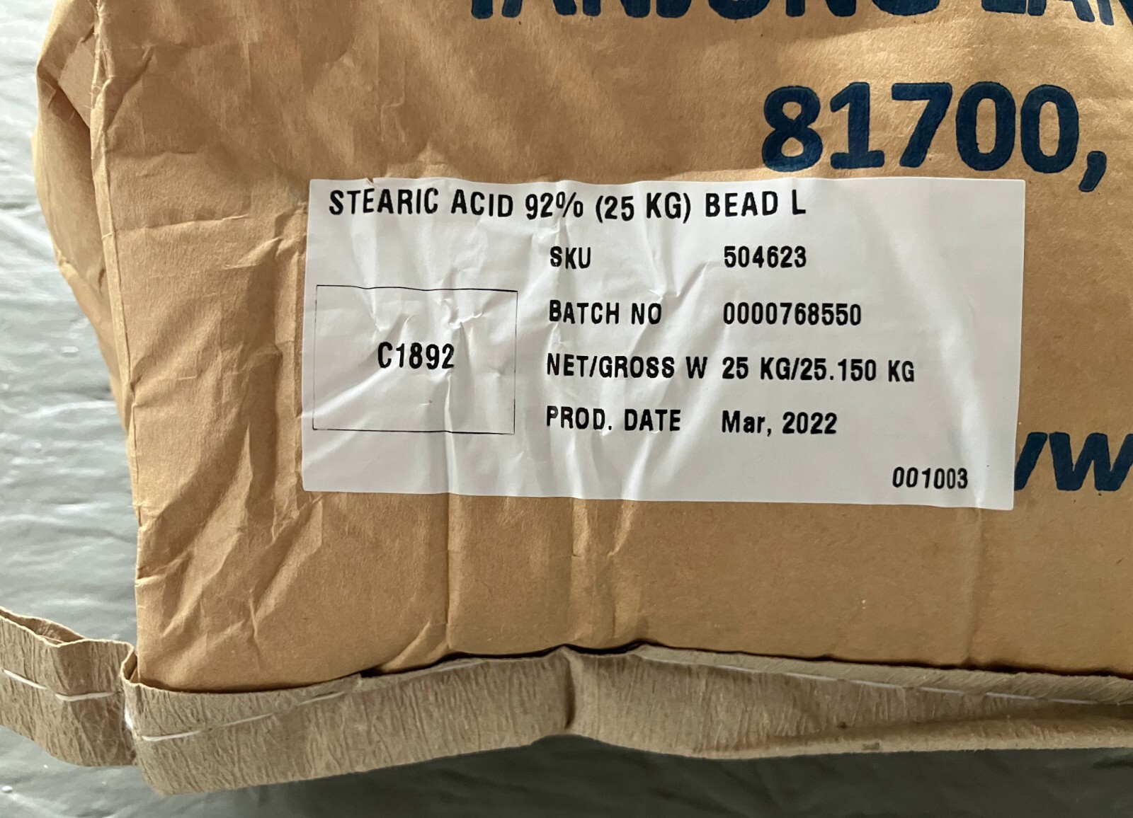 stearic acid 92% food grade 25 kg