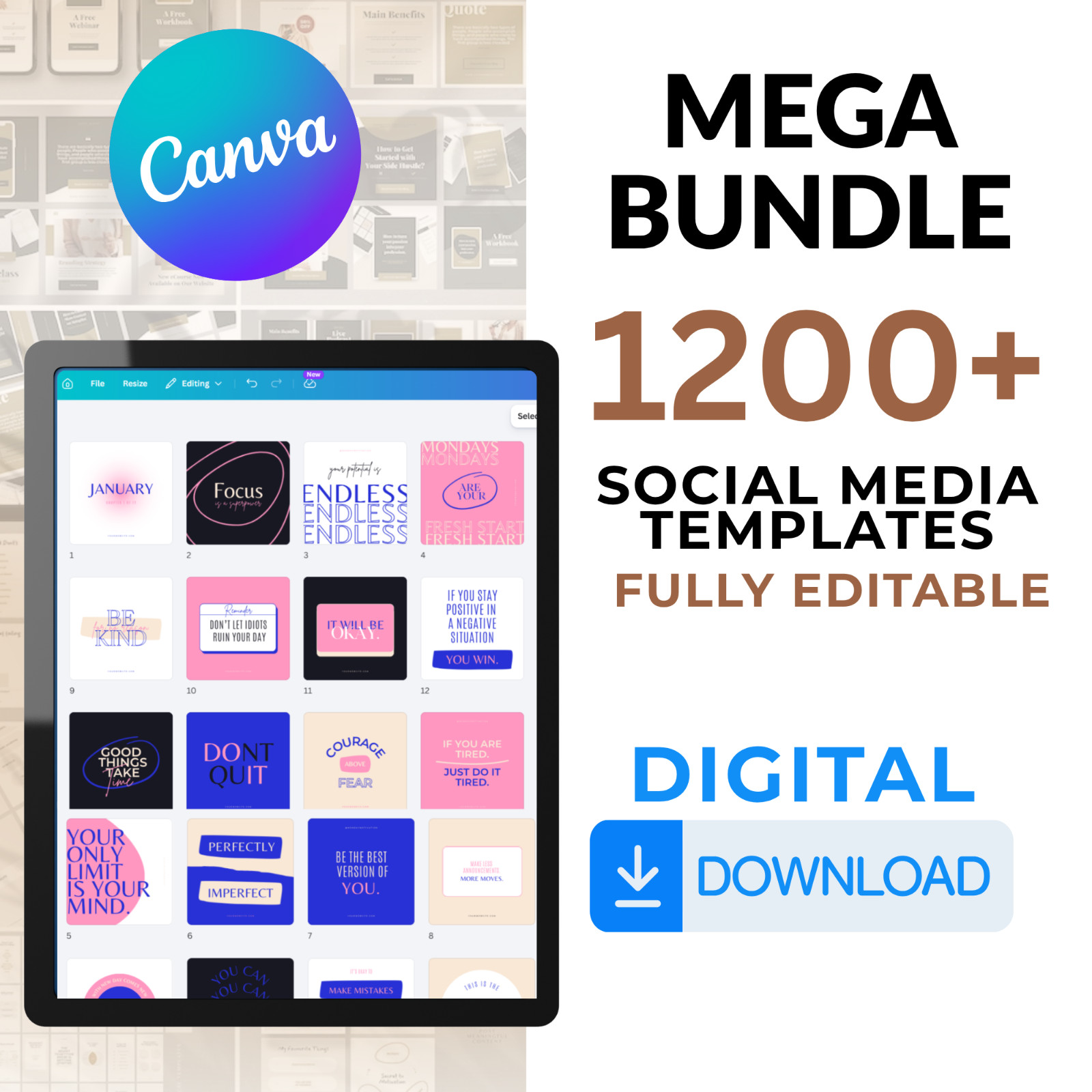 1200+ Mega Bundle 🔥 Social Media CANVA Templates🔵 INSTAGRAM & FACEBOOK ✅DFY