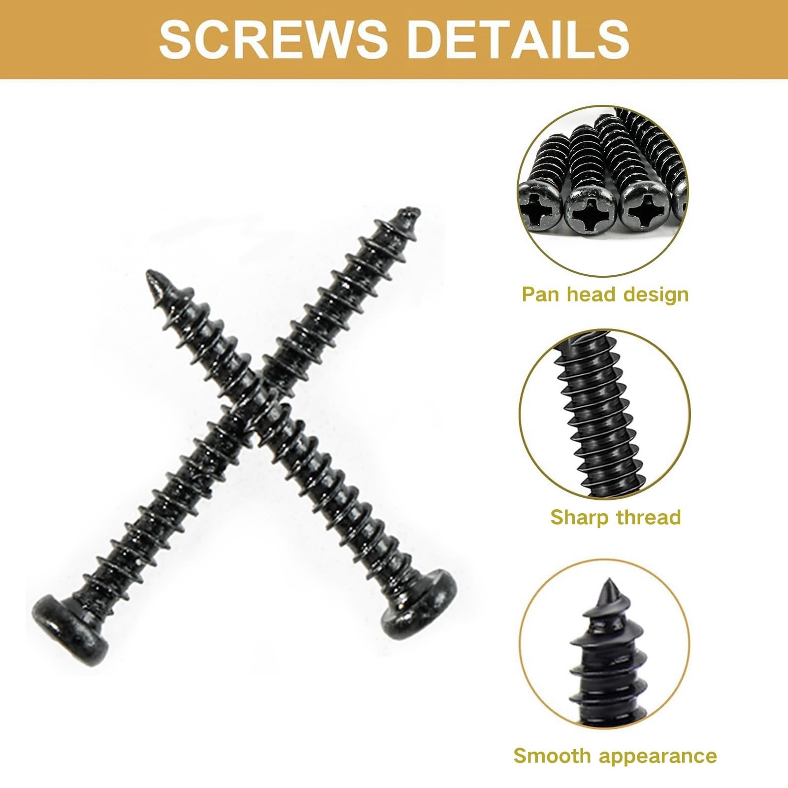M4 Black Wood Screws,240Pcs Phillips Pan Head Self Tapping Screw,M4x6/8/10/12…