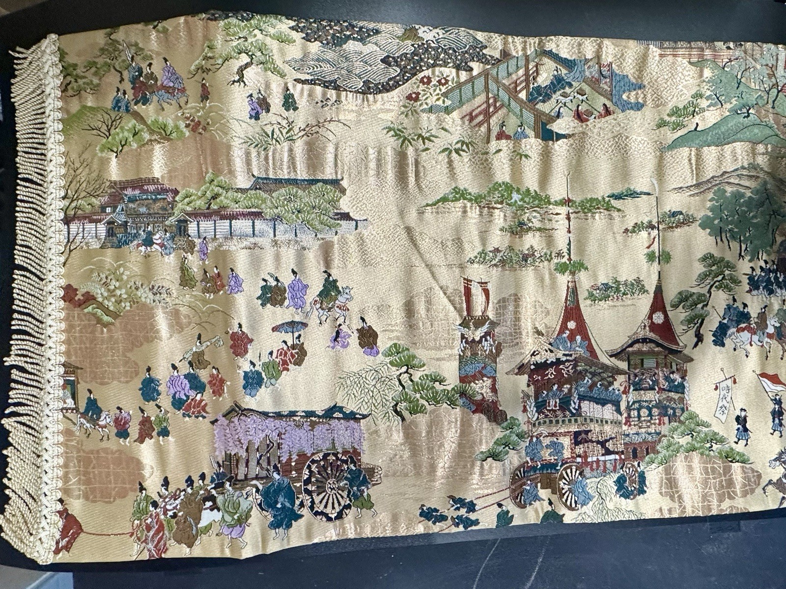 Antique Japanese Fukusa Nishijin Silk Brocade Jidai Matsuri Kyoto Parade