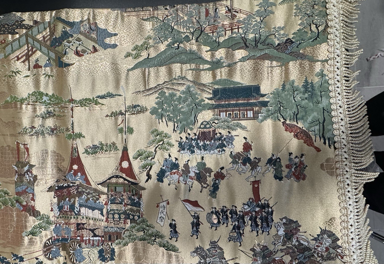 Antique Japanese Fukusa Nishijin Silk Brocade Jidai Matsuri Kyoto Parade