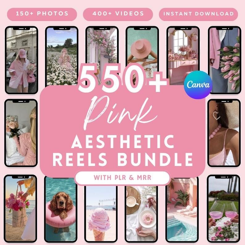 550+ Pink Aesthetic Faceless Videos & Photos with MRR