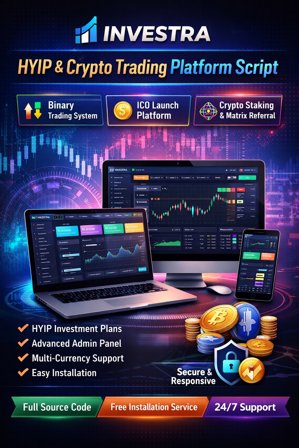 Investra – HYIP Investment Platform | Binary, ICO, Staking, Matrix Referral