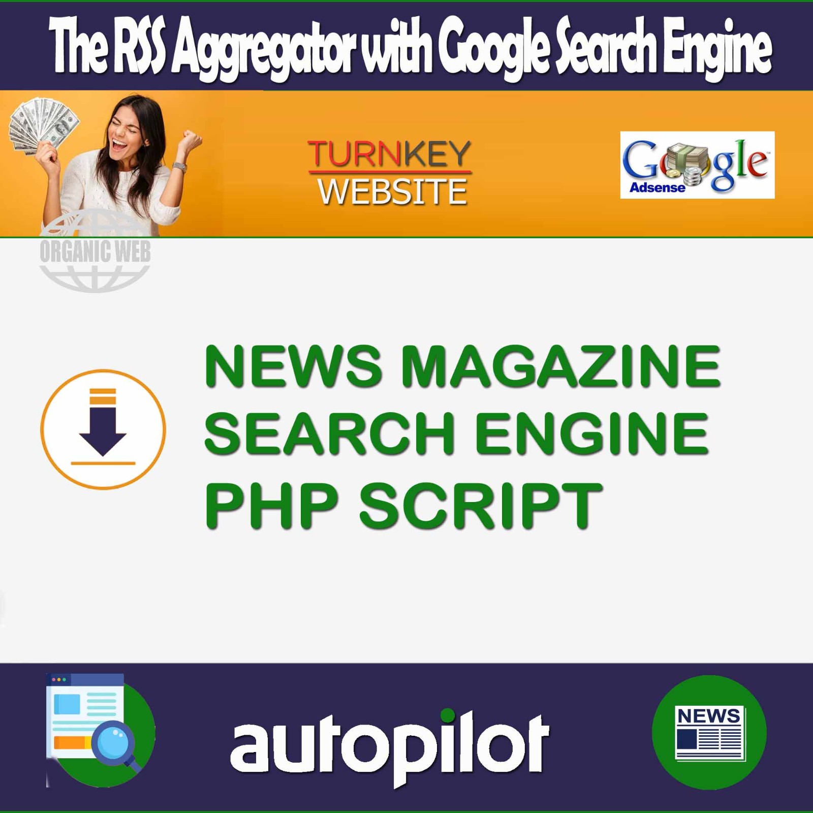 Turnkey AutoPilot News Aggregator Website w/ Google Search Engine- Adsense Ready