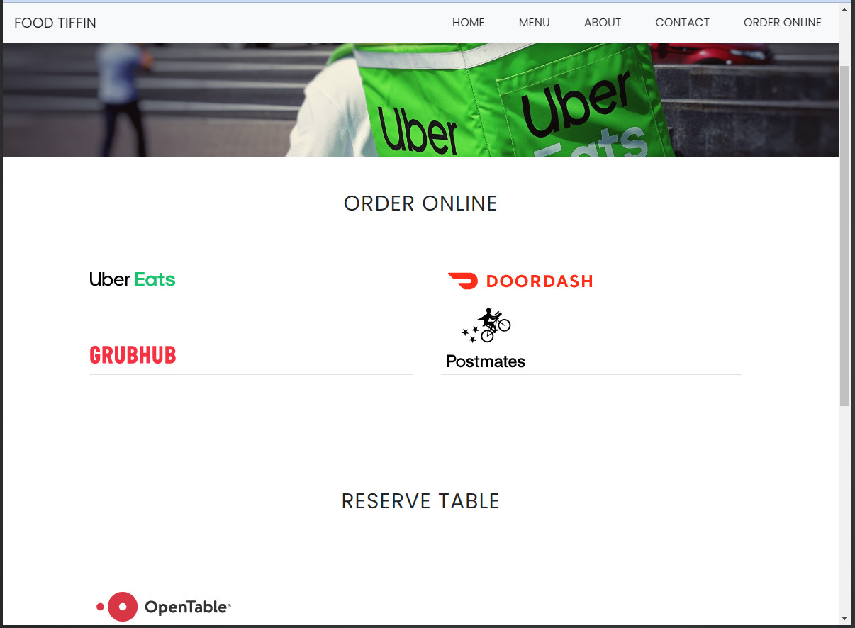 Food Tiffin HTML Bootstrap Responsive Template