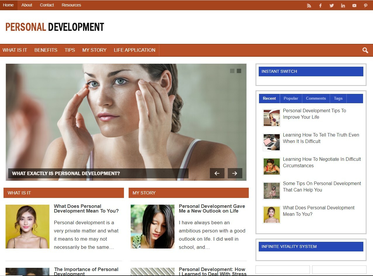 Profitable Personal Growth Niche Site – Pre Made Affiliate Website Multi-Income