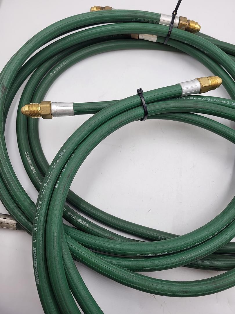 BRIDGESTONE 1/4″ green OXYGEN HOSE FOR PRESSURIZED GAS cylinder 3′ long