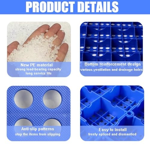 4 Pack Plastic Pallets Nestable Lightweight Waterproof Basement Garage Storage