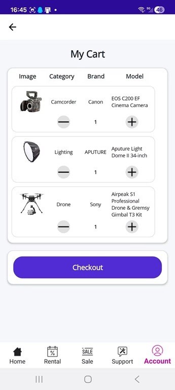 Equipment Rental Mobile app / (Android/iOS)