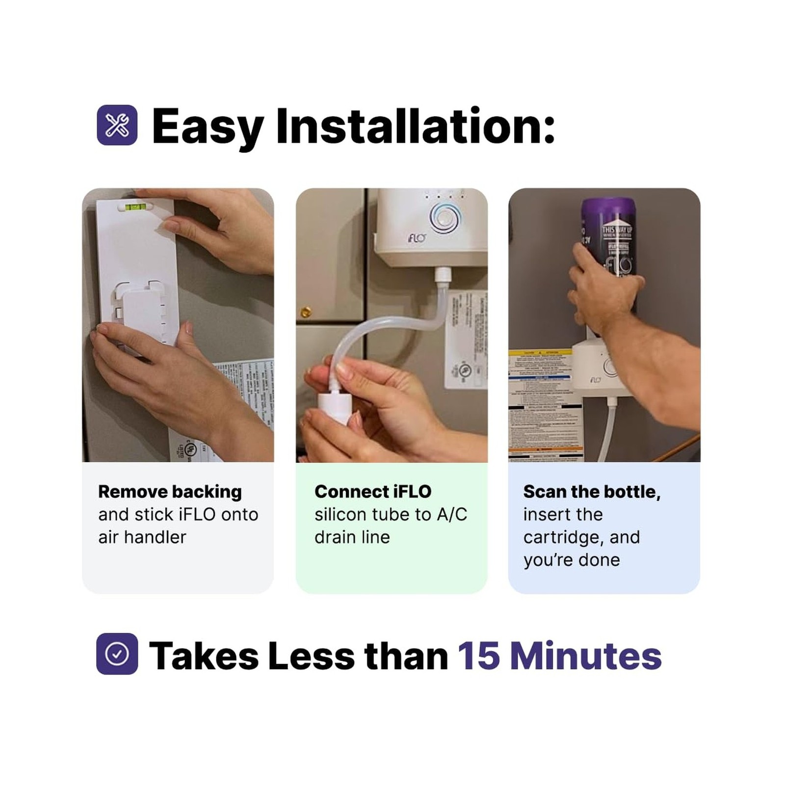 iFLO® Smart A/C Drain Line and Drain Pan Cleaner for HVAC System, Clog-Free