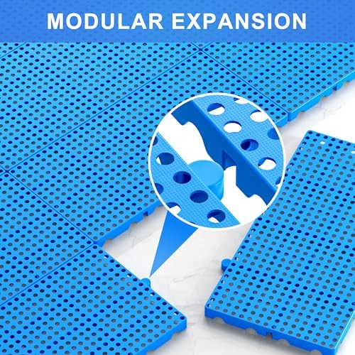 6 Pack Lightweight Plastic Pallets Interlocking Storage Flooring 23.6 x 11.8 Blu