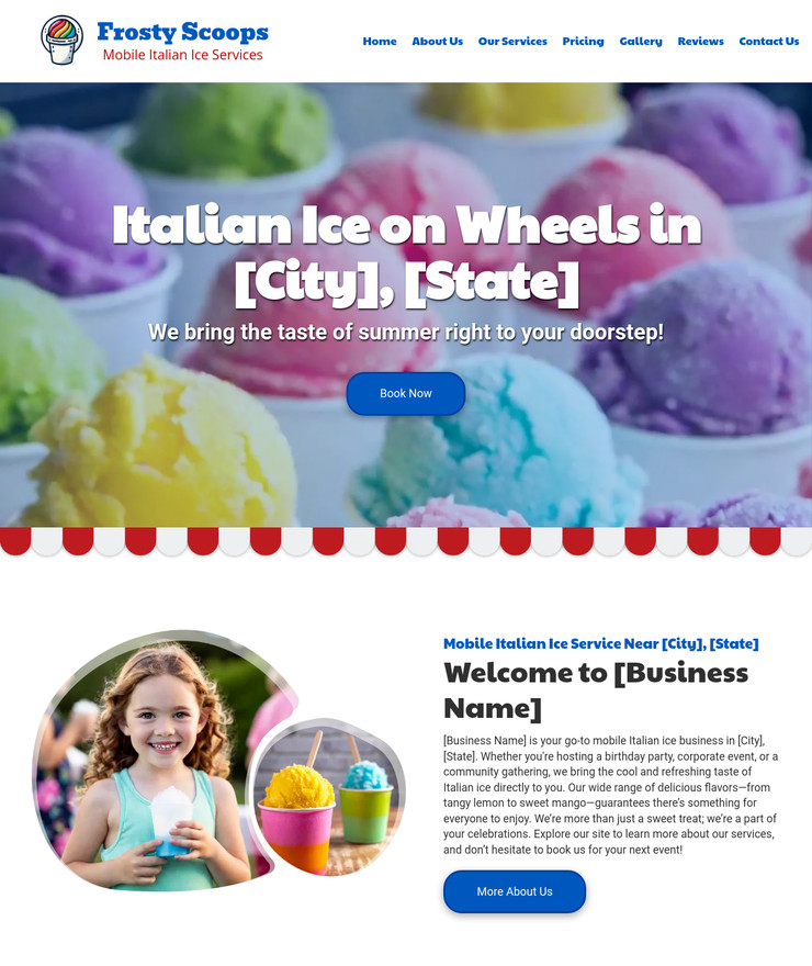 Italian Ice Customized Business Website *SEE FULL DESCRIPTION*