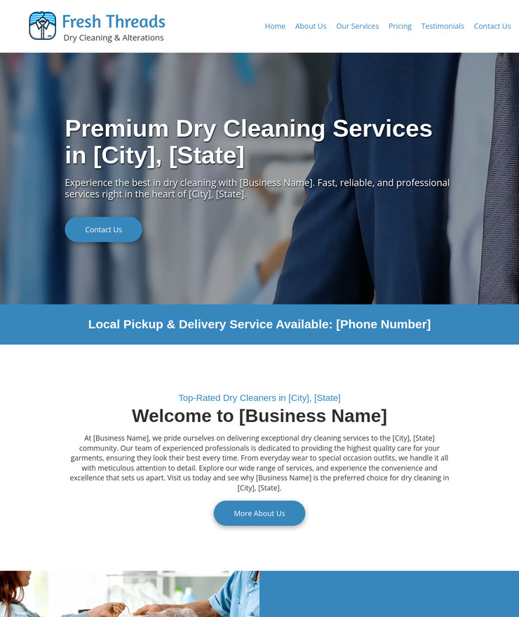 Dry Cleaning Services Customized Business Website *SEE FULL DESCRIPTION*