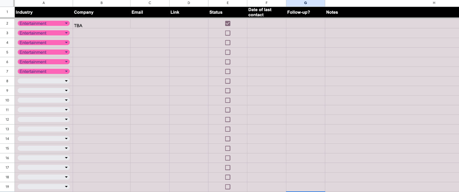 Outreach & Cold Email Contact List Template | Google Sheets Tracker