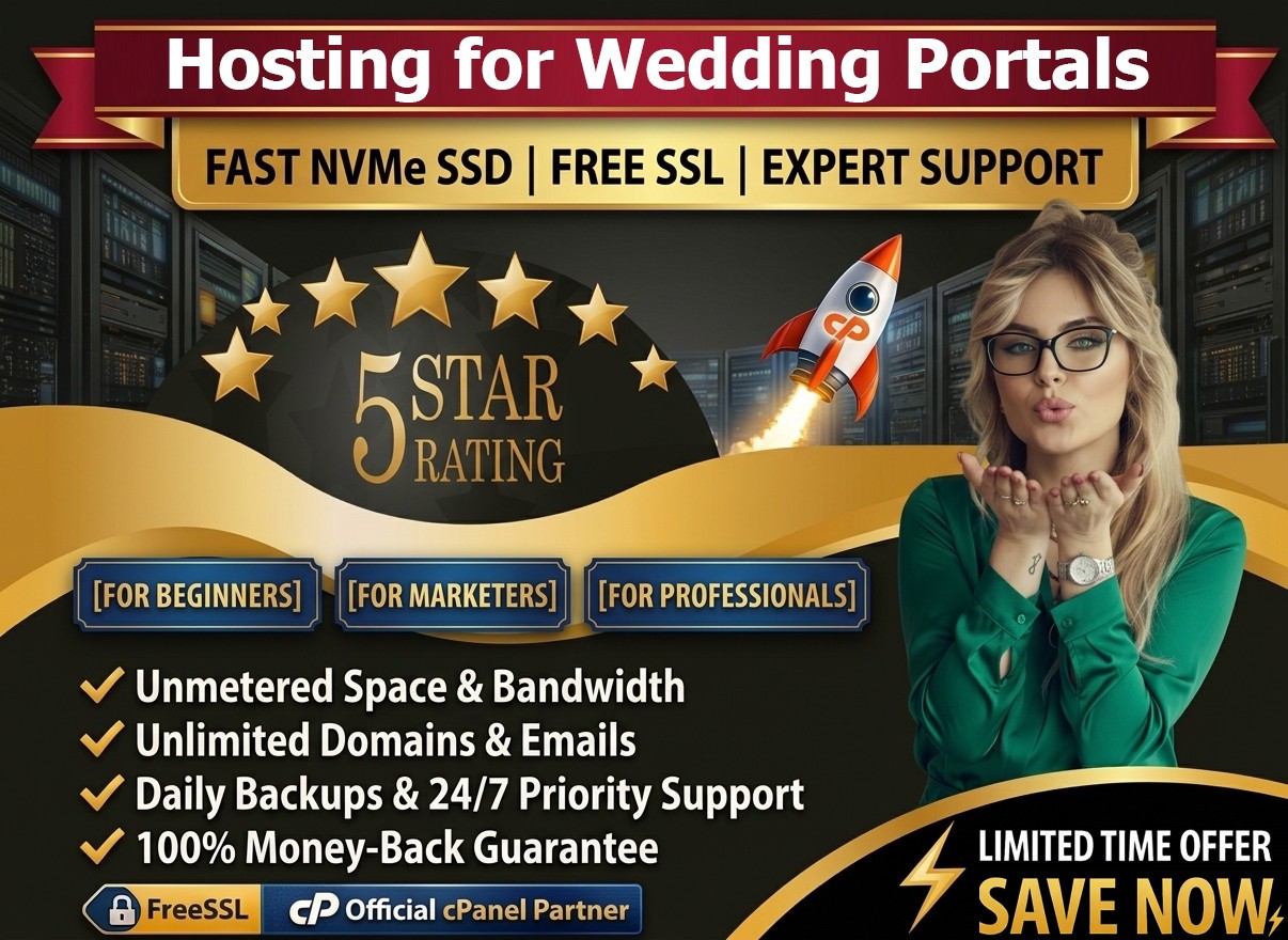Hosting for Wedding Portals – 💍 Fast SSD | Free SSL | Emails | Only $14.99/Year
