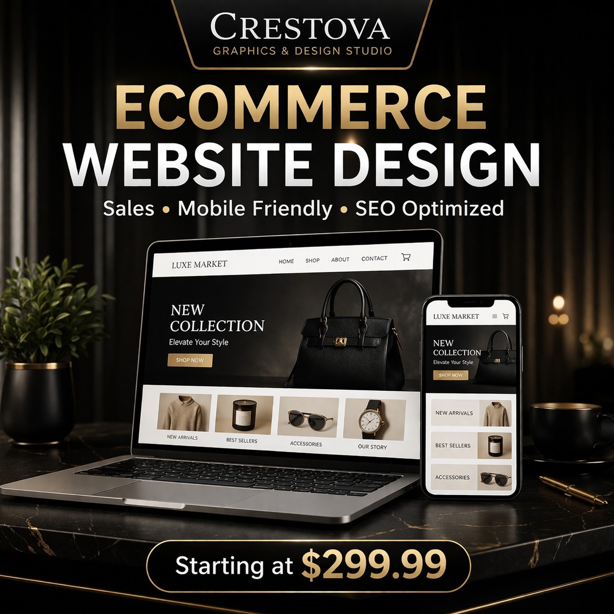Crestova Ecommerce Website Design Service, Mobile Friendly & SEO Optimized