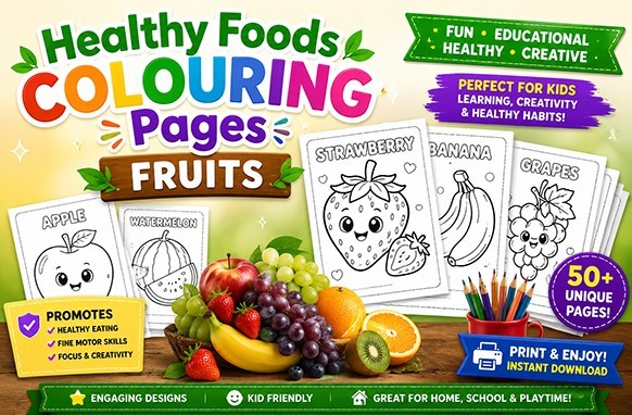 Healthy Foods Coloring Pages – Fruits