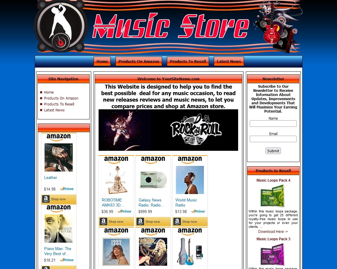 MUSIC MONEY MAKING STORE Affiliate Website+Amazon+Google Adsense