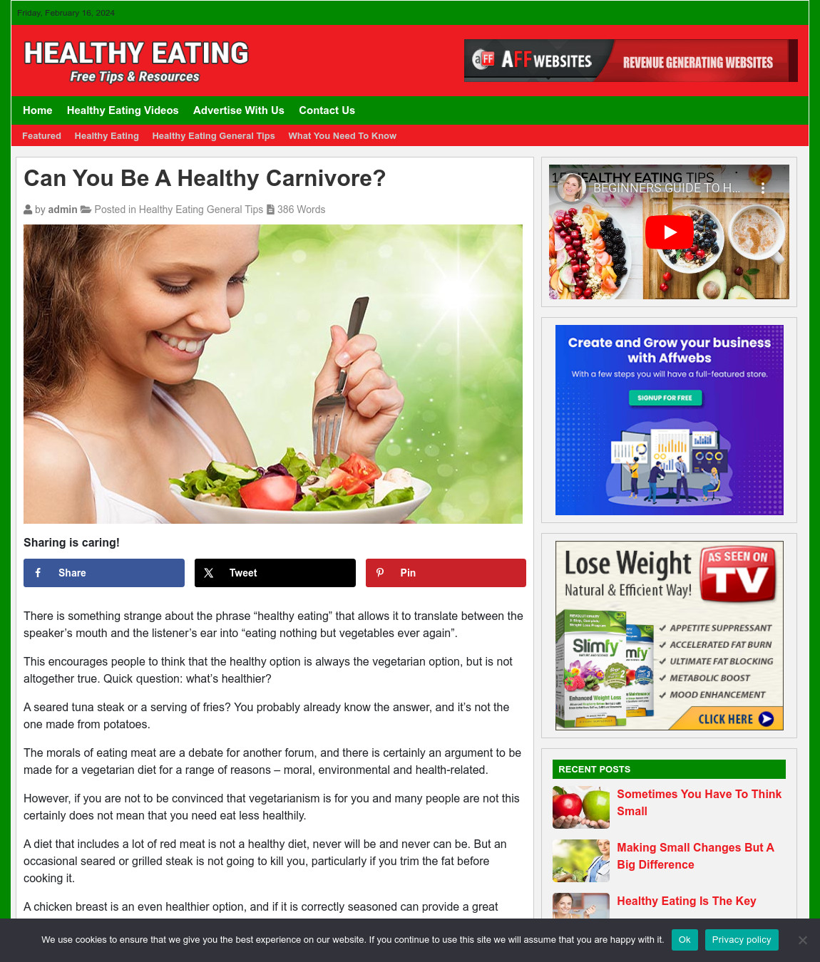 HEALTHY EATING Website Business For Sale – Work From Home Business Opportunity