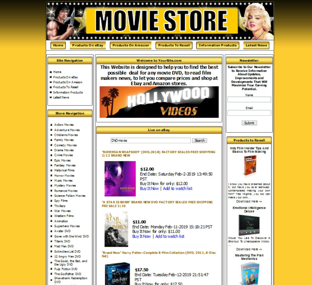 MOVIE & DVD eCommerce Amazon Store Website For sale