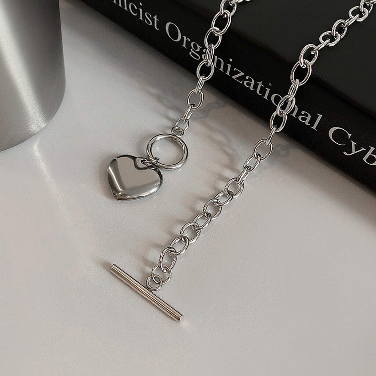Chain Necklace for Women 18K White Gold Plated Chunky Cuban Chain Link Neckla…