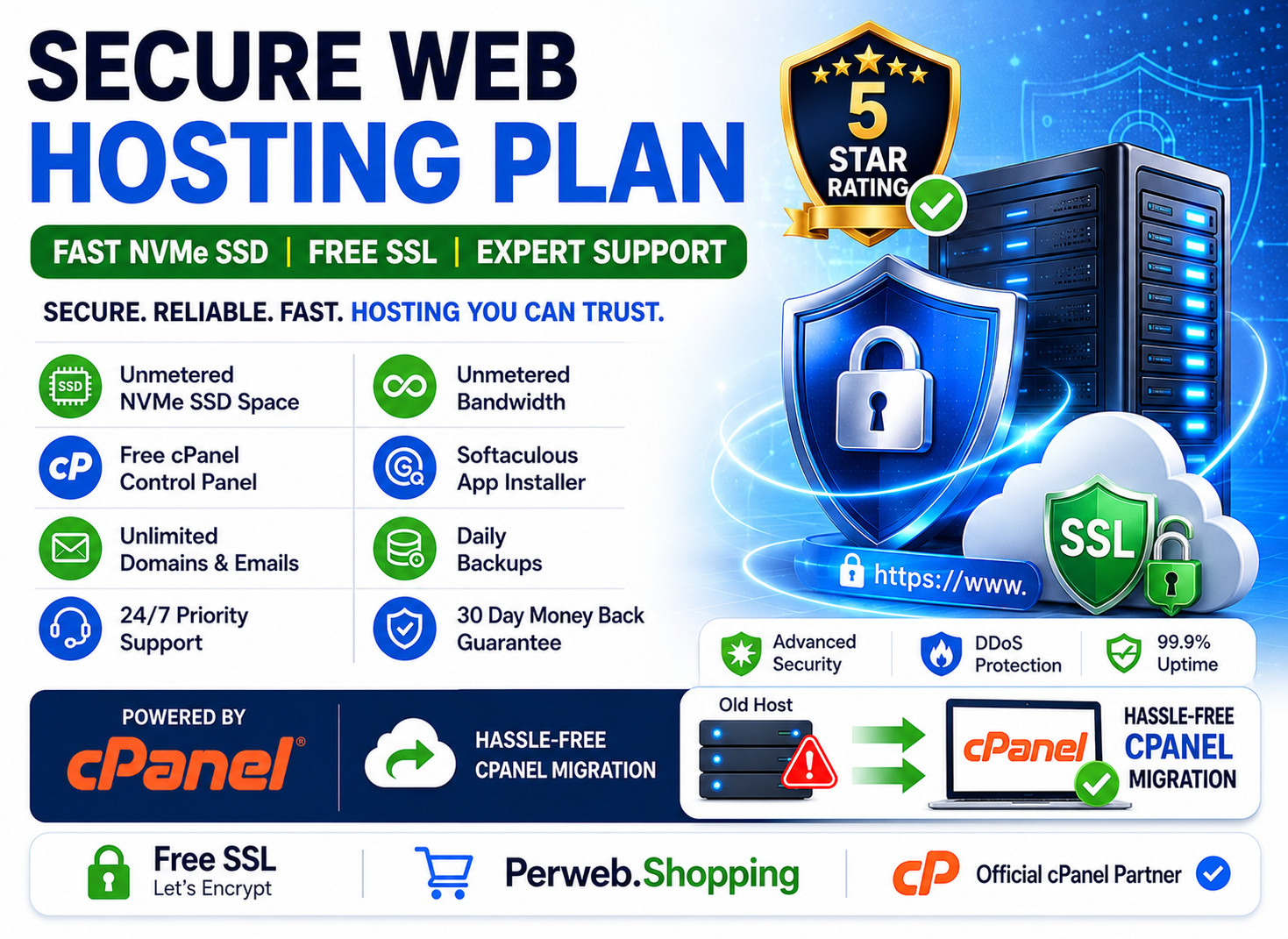 Secure Web Hosting Plan – 🔒 Free SSL, Ultra-Fast Unlimited SSD | Only $14.99/Yr
