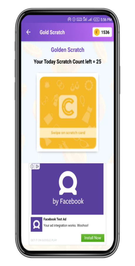 Scratch to Win Android App + Admin | AdMob, FB Bidding, Unity Ads, Start App