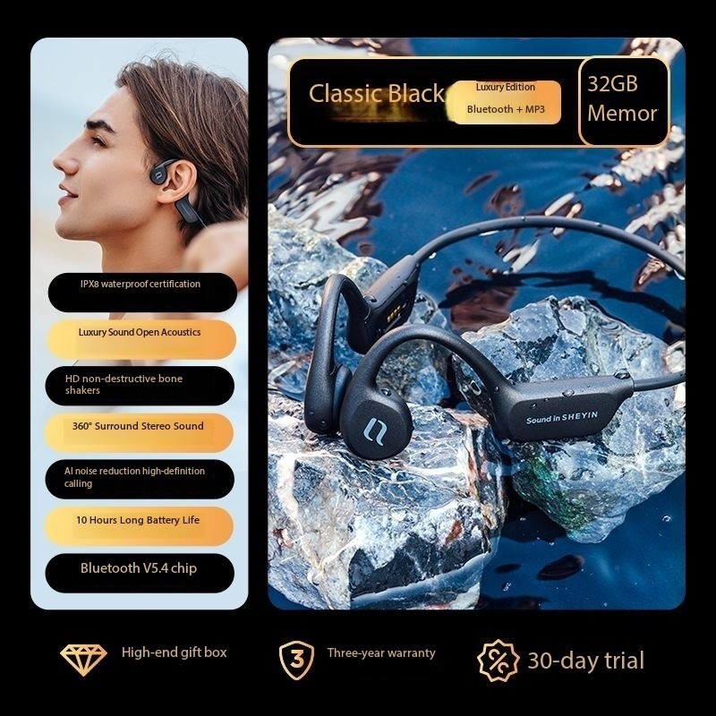 SHEYIN X7 bone conduction Bluetooth headphones, waterproof and sweatproof