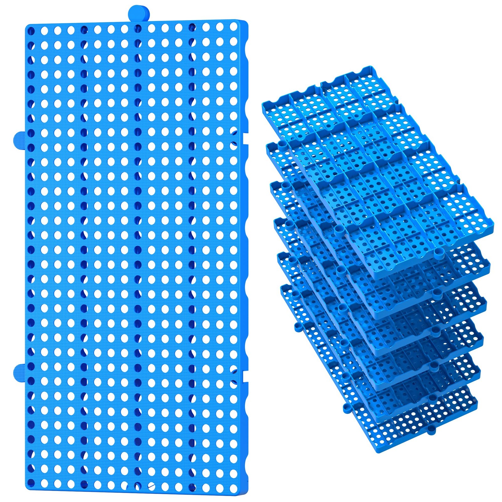 6 Pack Lightweight Plastic Pallets Interlocking Storage Flooring 23.6 x 11.8 Blu