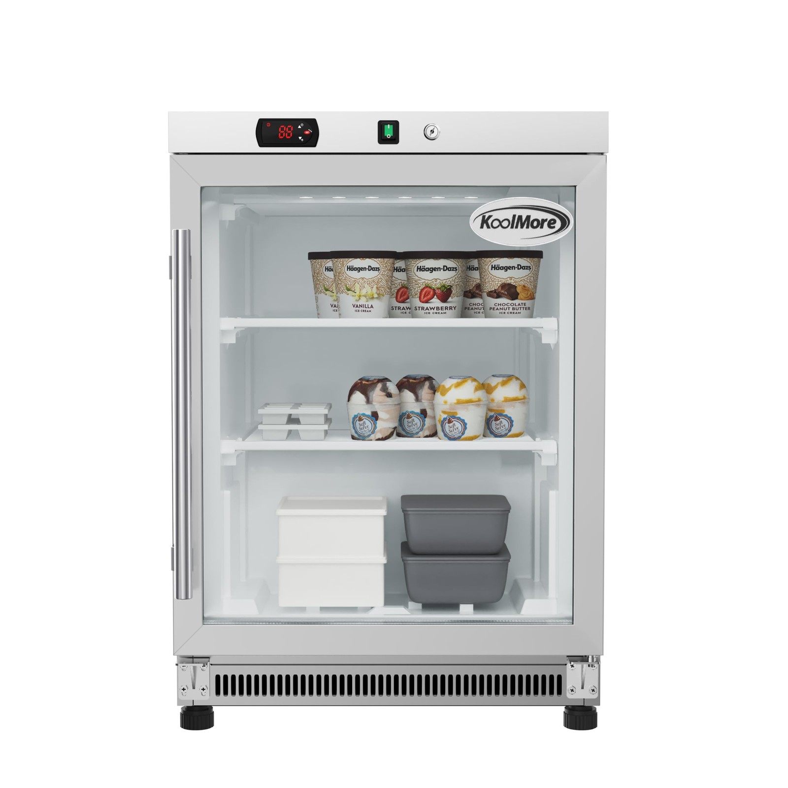 KoolMore 24 in. Commercial Manual Defrost Countertop Display Freezer in White…