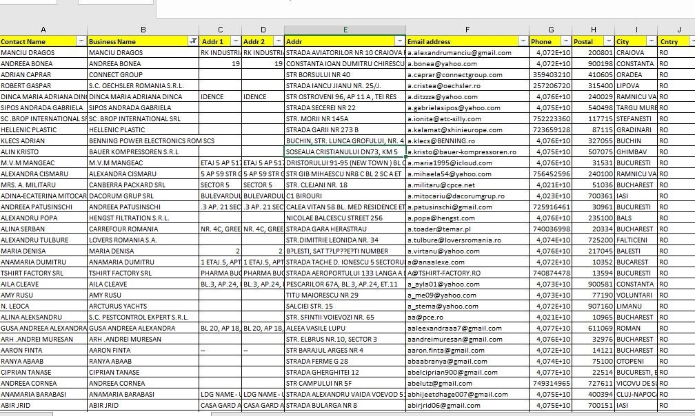 200k ROMANIA Email Database list 2026 | Contact Leads (Excel file)