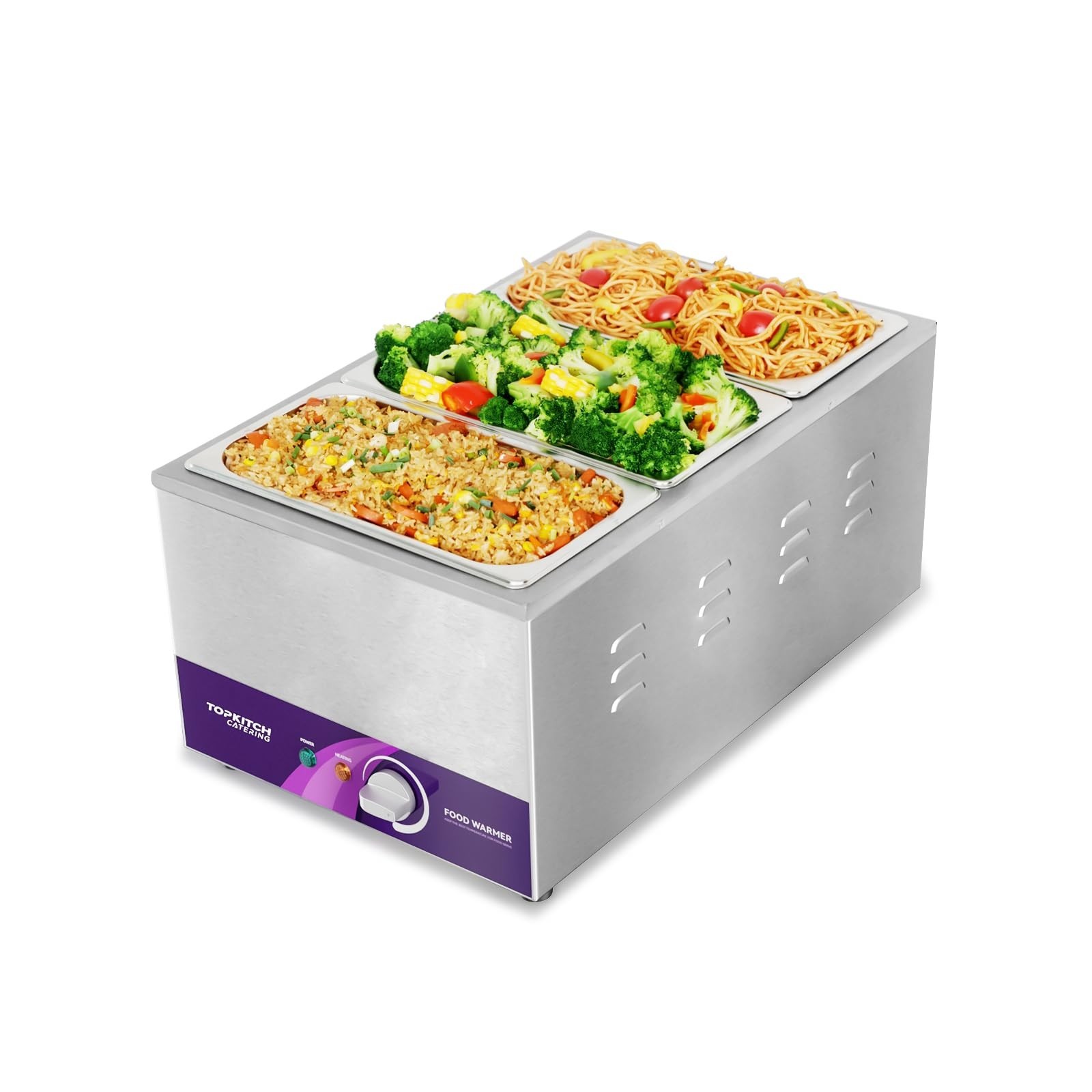 ETL Listed 3-Pan 18L Commercial Food Warmer with Non-Leakage Stretch-Forming …
