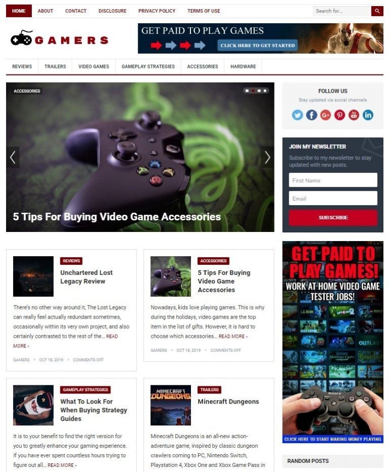 DFY GAMING WORDPRESS THEME+FREE SETUP PRE-DESIGNED BANNERS AND ADS