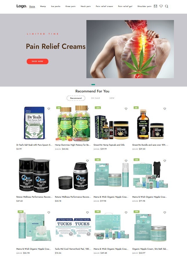 Drop shipping / Affiliate Ecommerce Business Website, Pain Relief Products