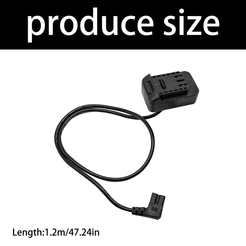 Universal Backpack Battery Adapter Cable For Power Tool 1.2M Black Plastic