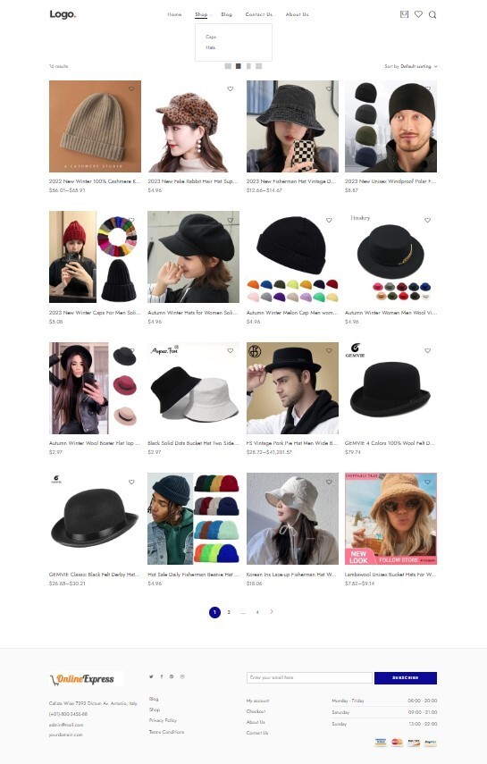 Caps & Hats Store, Drop Shipping Ecommerce Website + Free Hosting