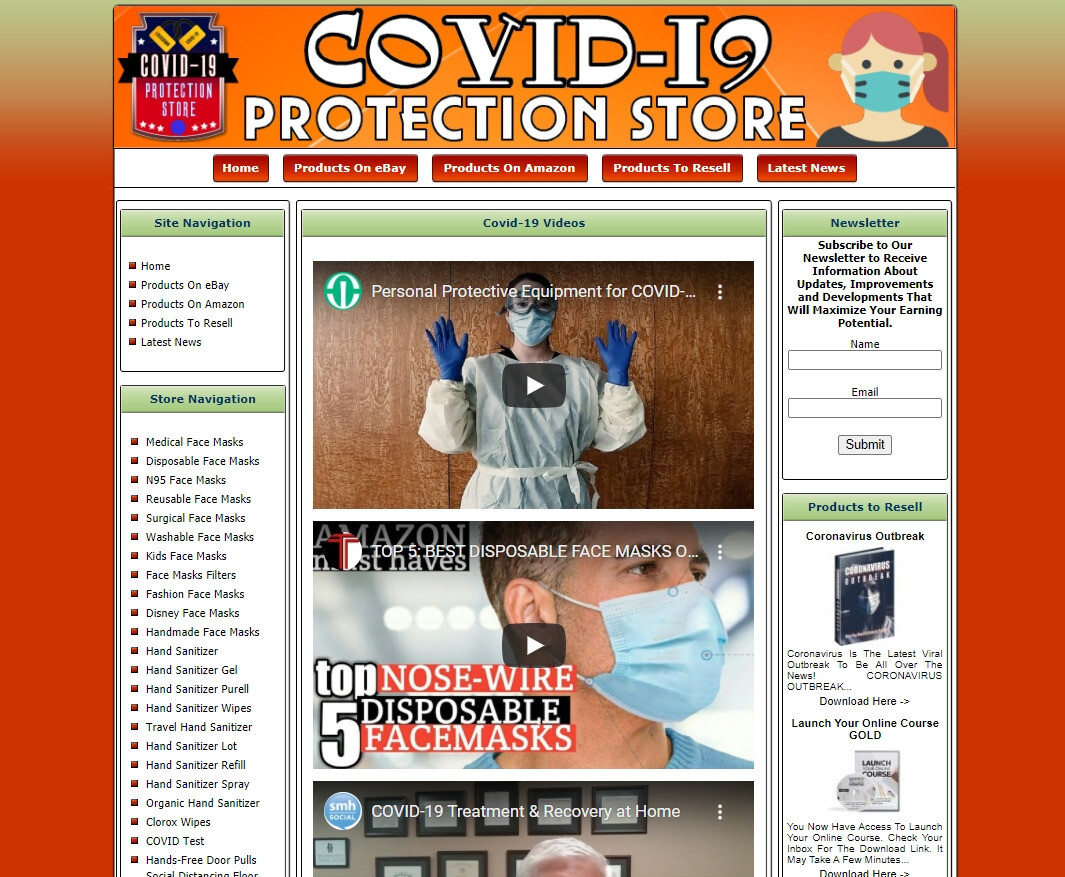 Pandemic Protection Products Website, Amazon Store, Adsense Earnings