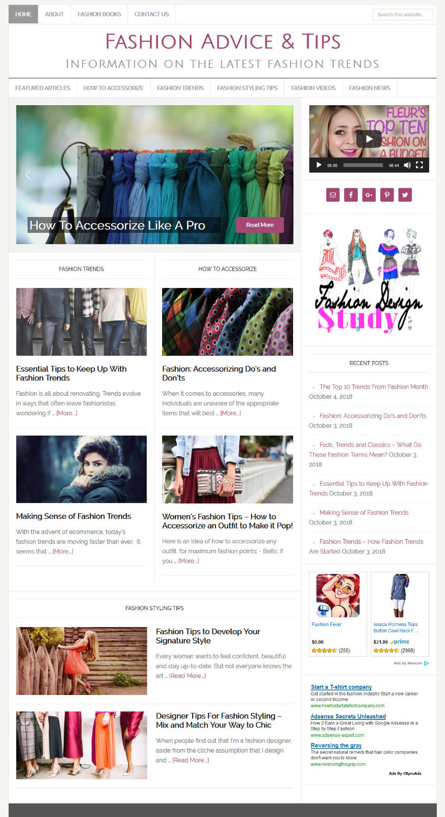 * FASHION TIPS * blog niche website business for sale w/ AUTO UPDATING CONTENT!