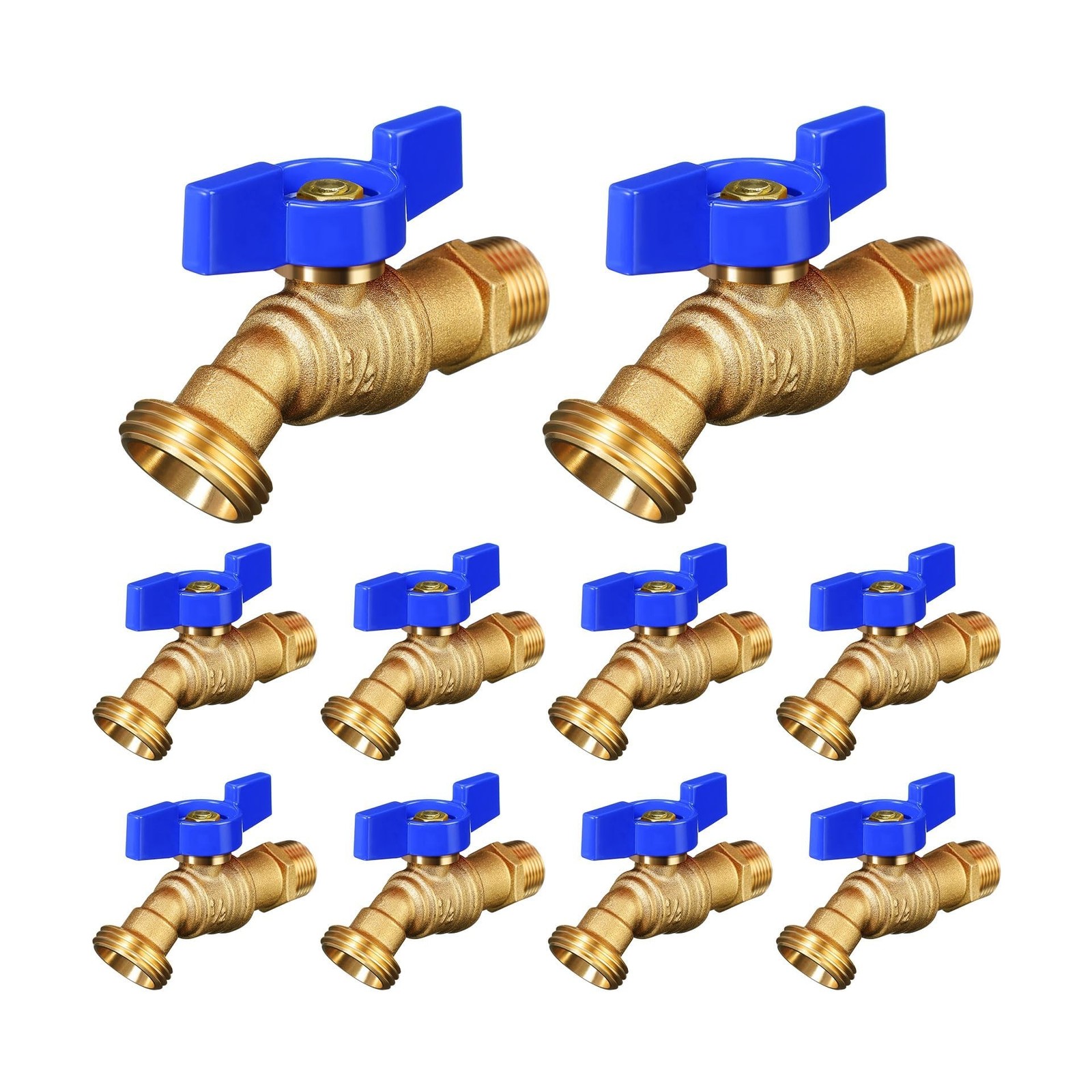 VIHOSE 10 Pack Male Hose Bib Mip, 1/2″ Mip x 3/4″ Mht, 1/4 Turn Outdoor Brass…